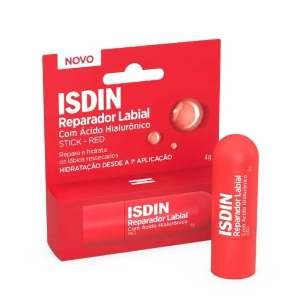 Reparador Labial Stick Isdin com Acido Hialuronico Cor Vermelha 4G ...