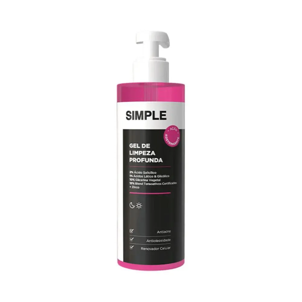 Gel de Limpeza Profunda Facial Simple Organic Antioleosidade 350G