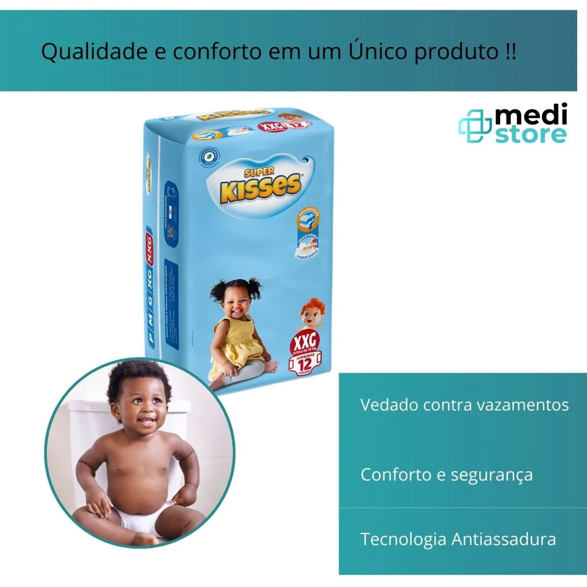 Fralda Infantil Geriatrica Panda Kisses Jumbinho Xxg - 3 Unidades
