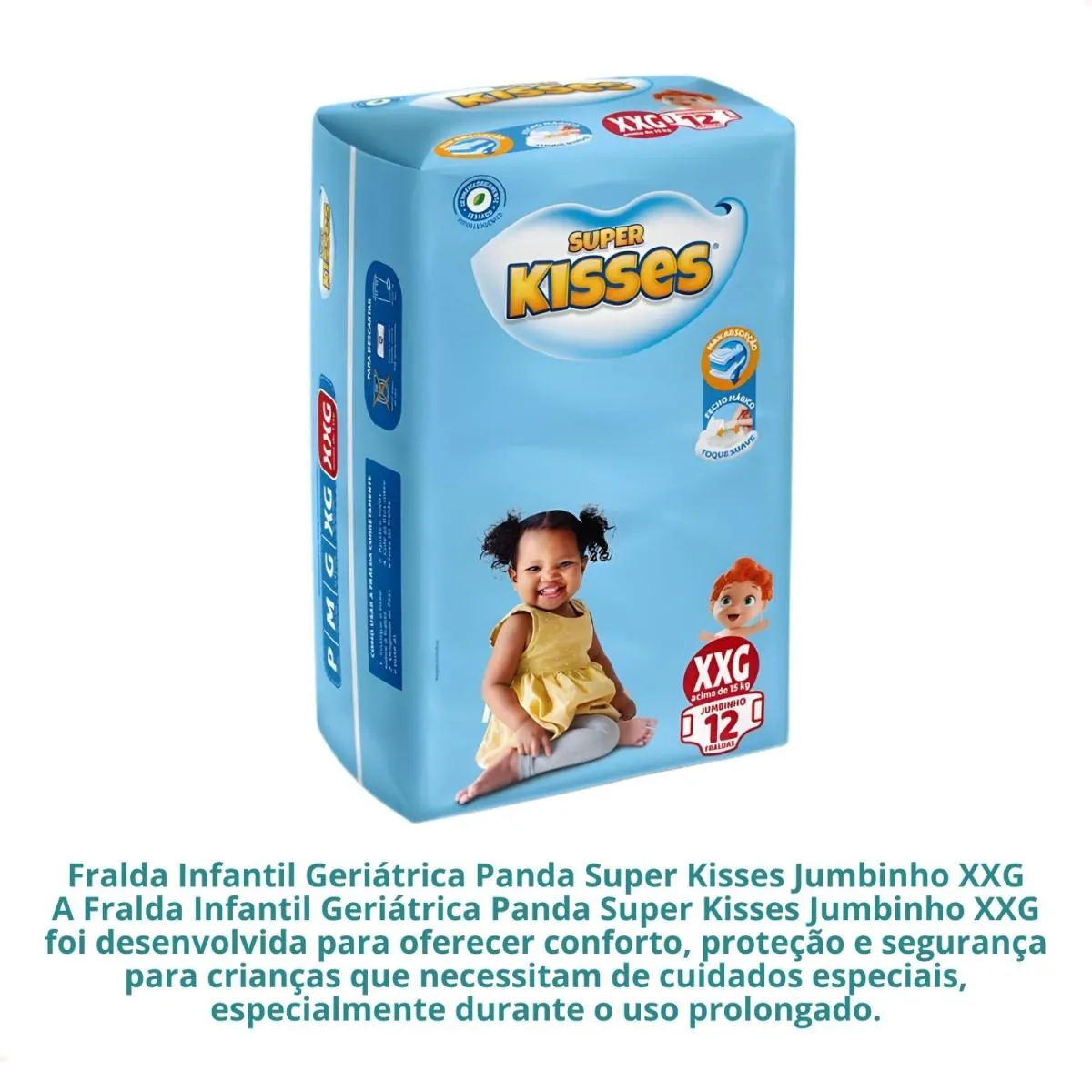 Fralda Infantil Geriatrica Panda Kisses Jumbinho Xxg - 3 Unidades