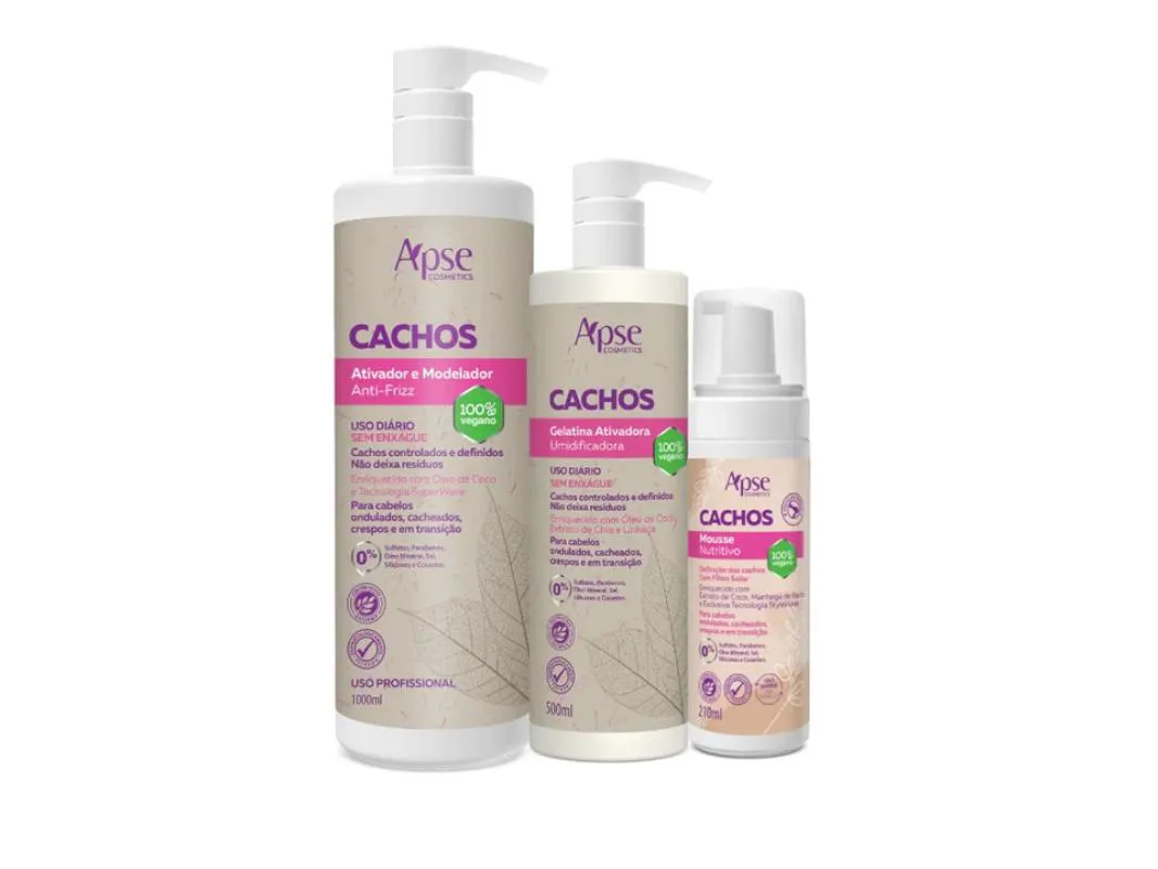 Kit Apice Cachos Ativador 1L Gelatina 500Ml e Mousse 210Ml | Droga