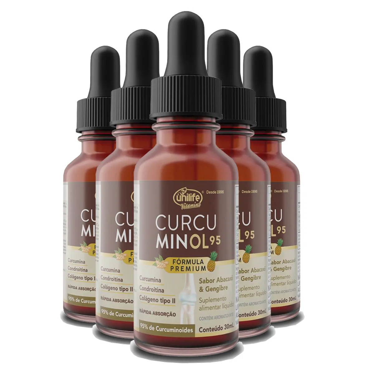 Curcuminol Kit 5 Curcuminol Unilife Sabor Abacaxi e Gengibre em Gotas 30Ml 1443117 ...