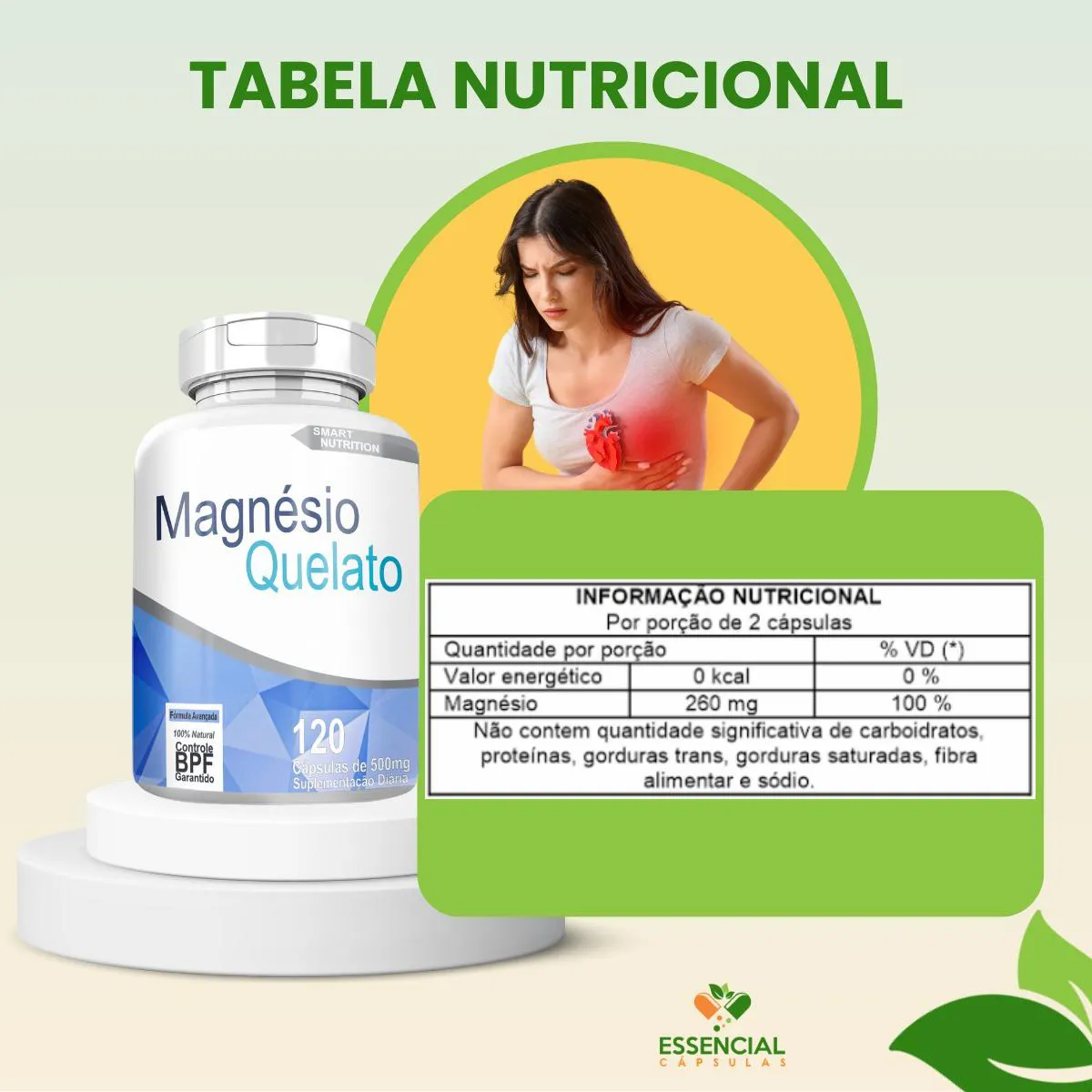 Magnesio Quelato Kit com 3 Potes com Total de 360 Capsulas 1443909