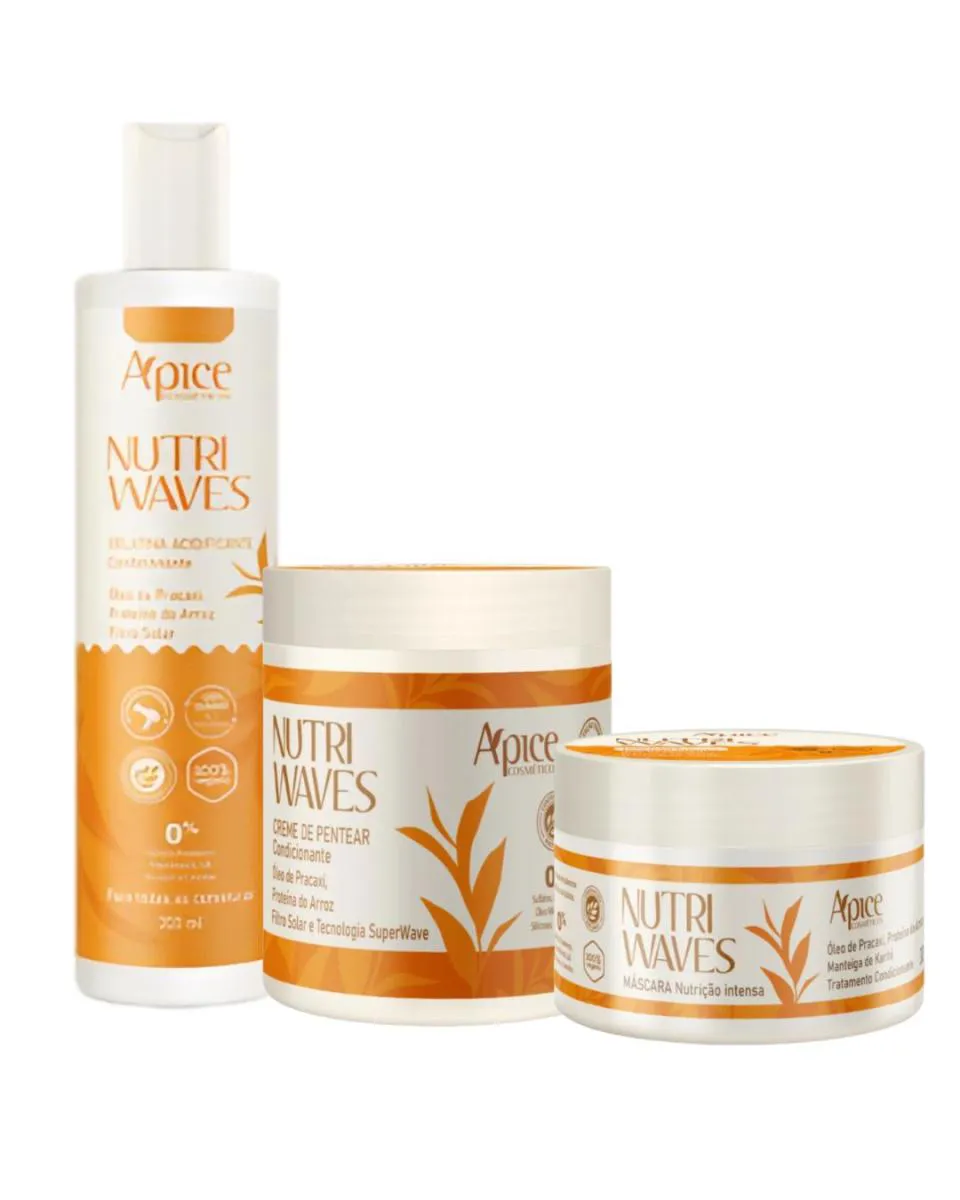 PLUS GEL フェイシャルエステ PGN-204 Kit Gelatina, Creme de Pentear e Mascara Nutri Waves - Apice