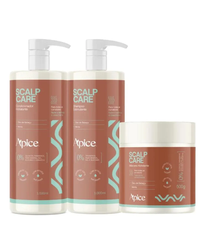 Kit Shampoo, Condicionador 1L e Mascara 500G Scalp Care - Apice