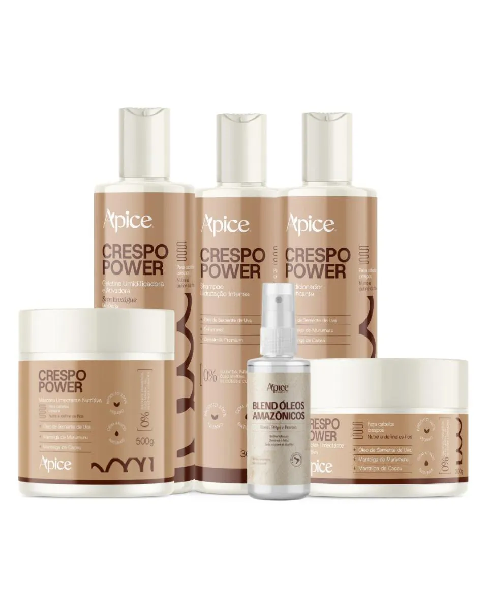Kit Shampoo, Condicionador, Gelatina, Creme de Pentear, Mascara e