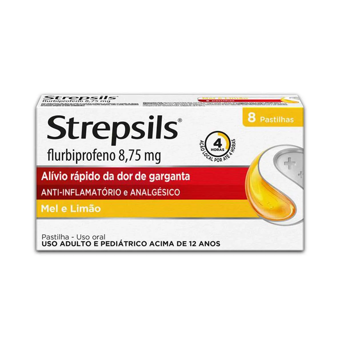Pastilha para Garganta com Anti-inflamatório e Analgésico Strepsils Sabor Mel e Limão 8 unidades