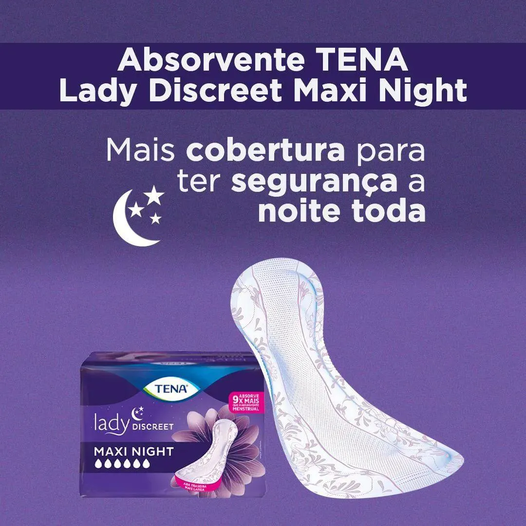 Kit com 2 Tena Lady Discreet Maxi Night C6 Absorvente 1455053