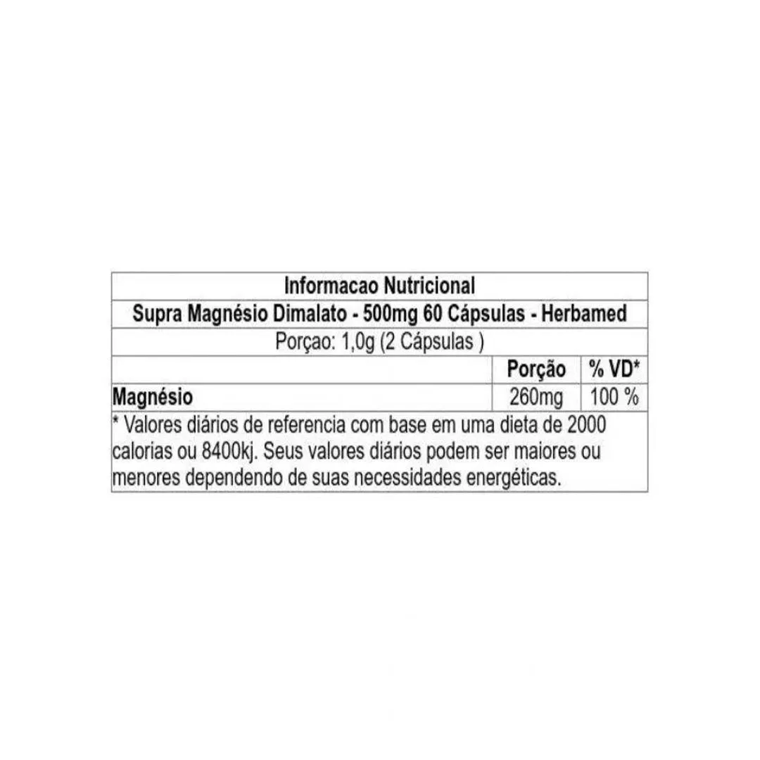 Supra Magnesio Dimalato Suplemento - 60 Caps - Herbamed 1456508