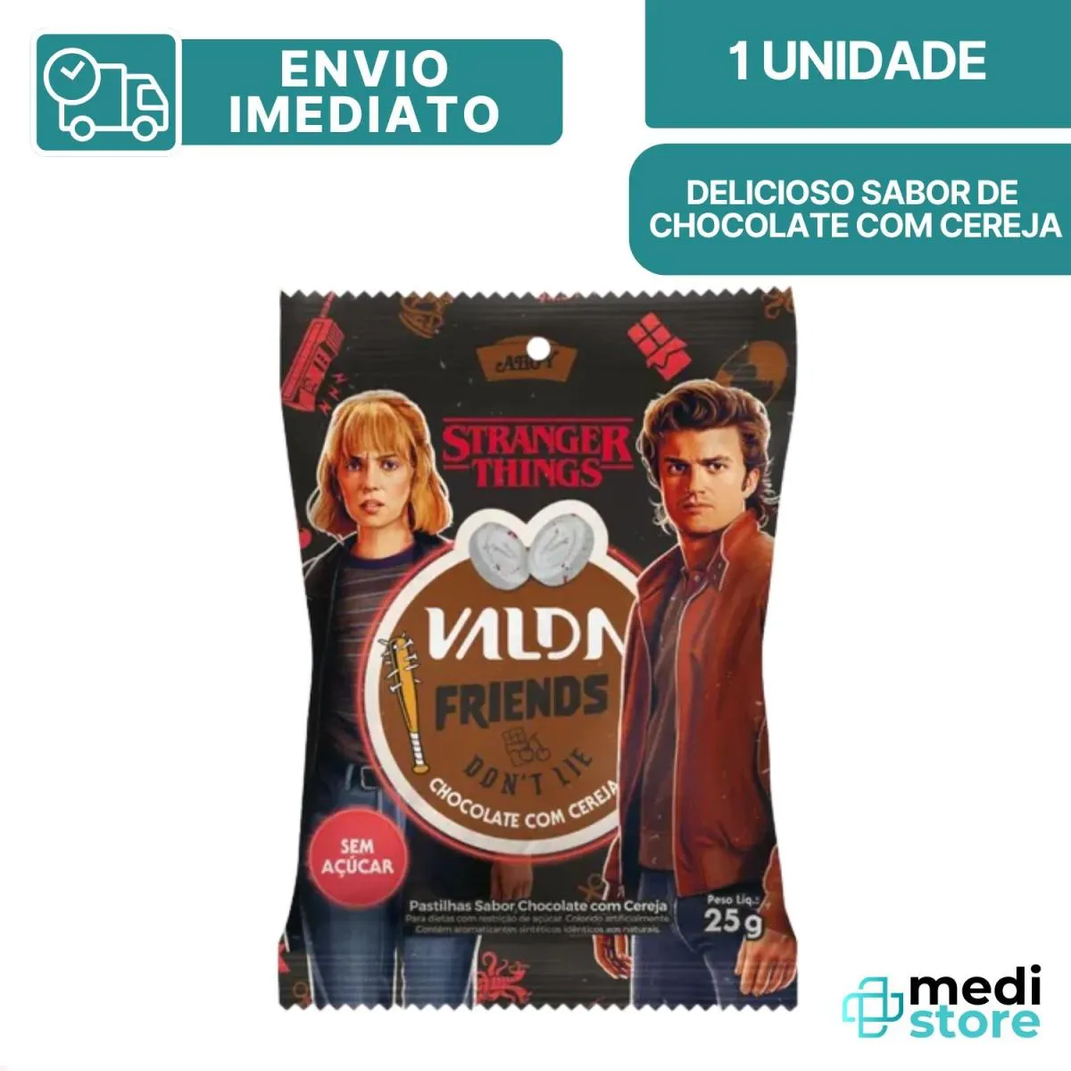 Pastilha Valda Stranger Things Sabor Chocolate Cereja 25G 1457887
