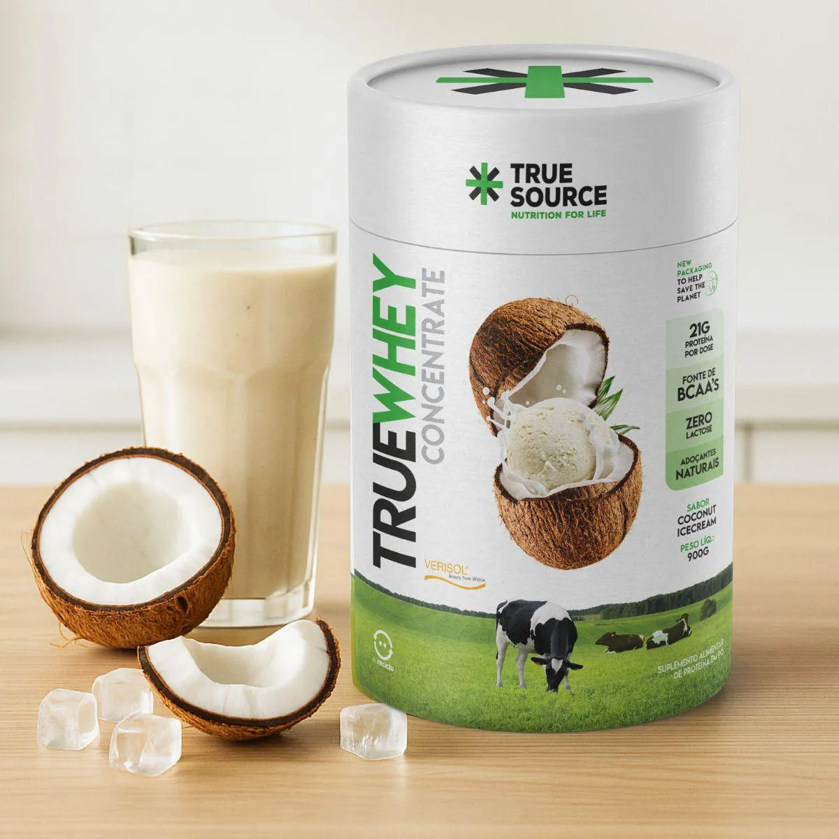 True Whey Protein Concentrate Zero Lactose 900G True Source Coco