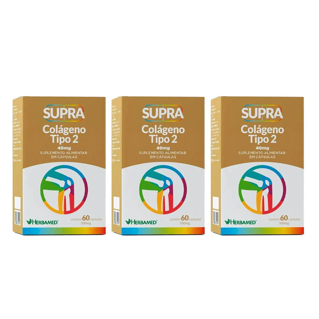 Kit 3 Supra Colageno Tipo Ii Suplemento - 60 Caps - Herbamed