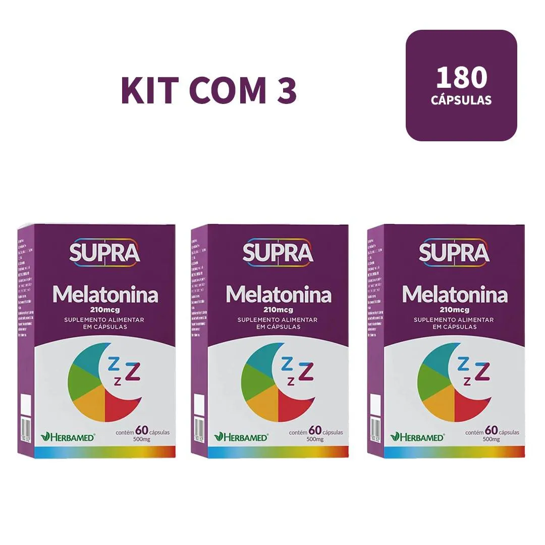 Kit 3 Supra Melatonina Suplemento 210Mcg - 60 Caps- Herbamed