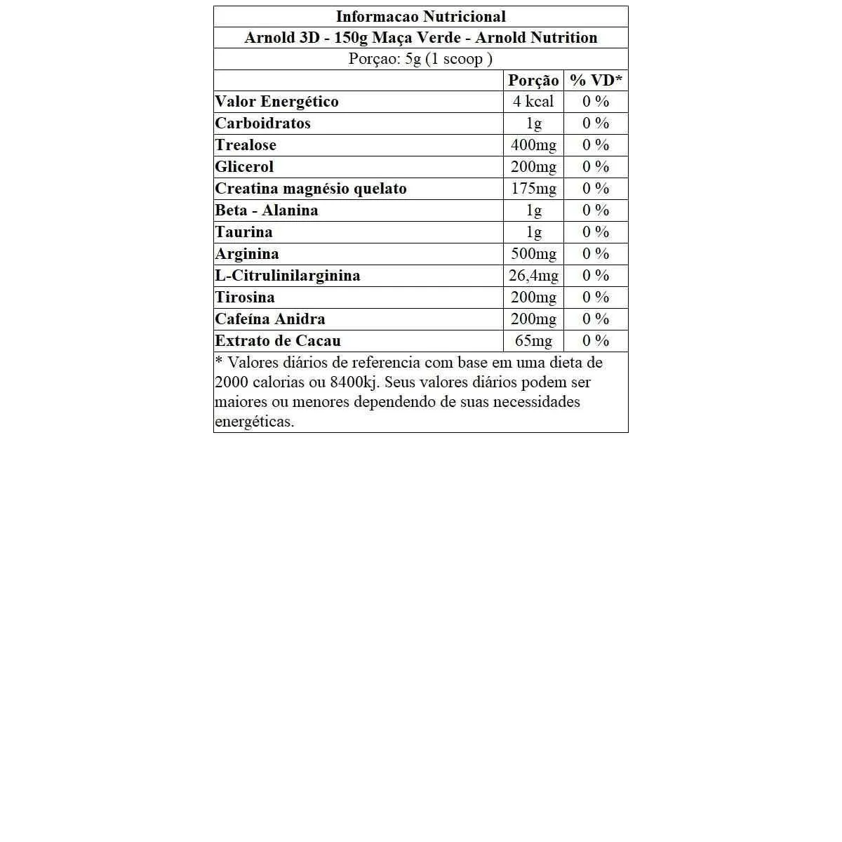 Arnold 3D - 150G Maca Verde - Arnold Nutrition 1463291 | Drogasil