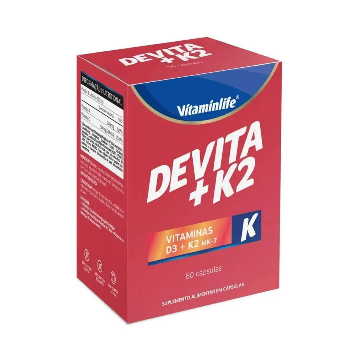 Devita + K2 - 60 Capsulas - Vitaminlife 1464170 | Drogasil