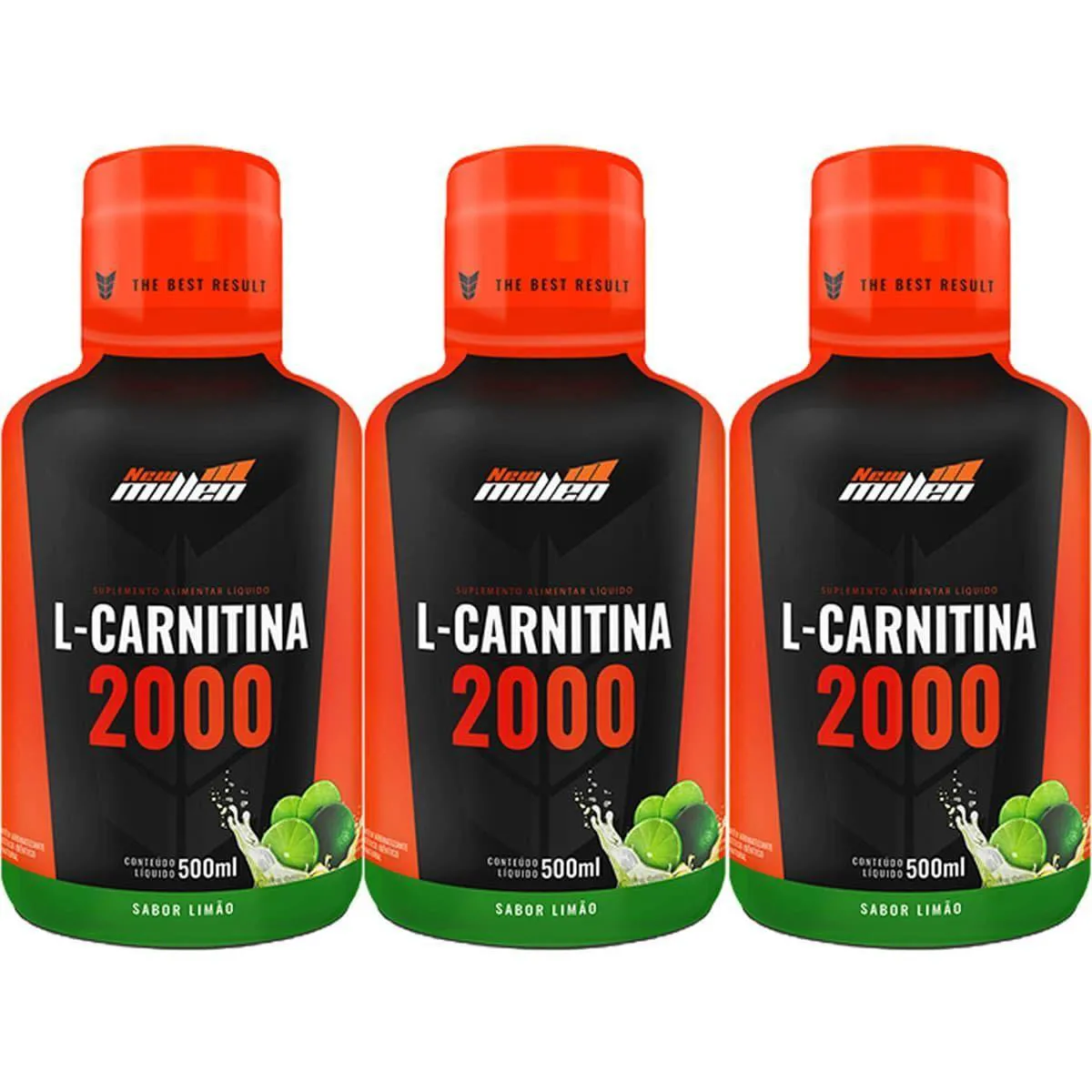 l carnitina 2000 new millen Kit 3X L-Carnitina 2000Mg - 500Ml Limao - New Millen 1464569