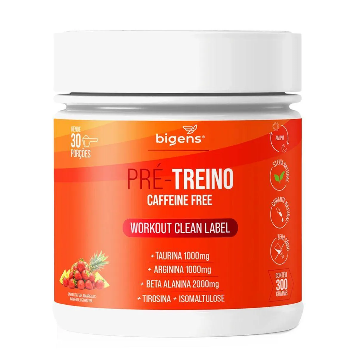 Pre-Treino Caffeine Free - 300G Morango e Abacaxi - Bigens 1465467