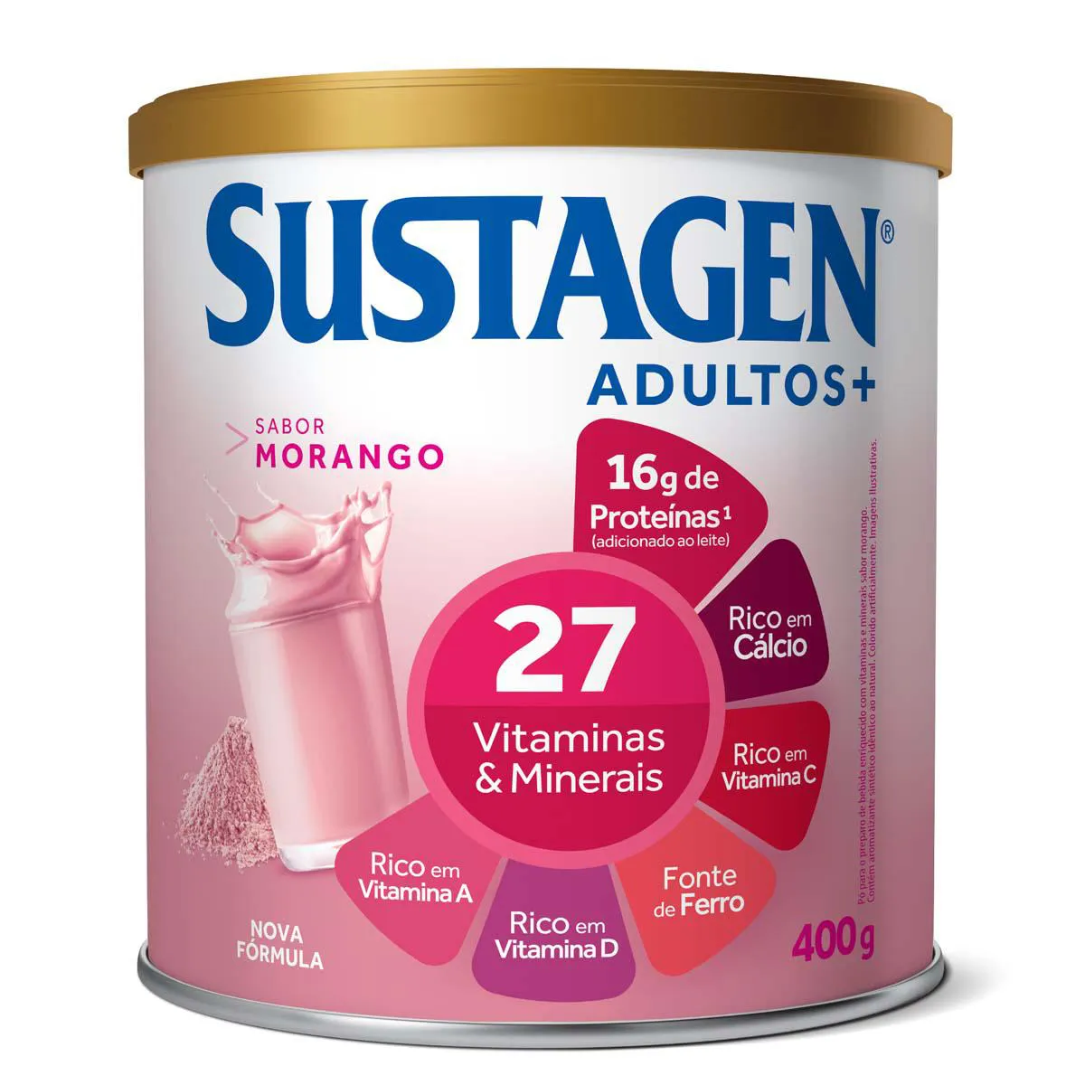 Complemento Alimentar Sustagen Adultos+ Sabor Morango 400g