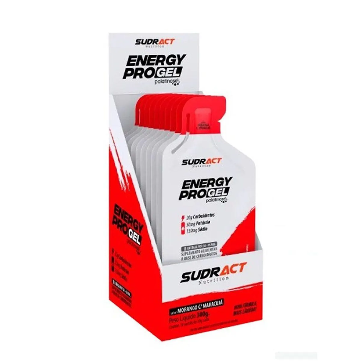 Energy Pro Gel - 10 Saches 30G Morango com Maracuja - Sudract