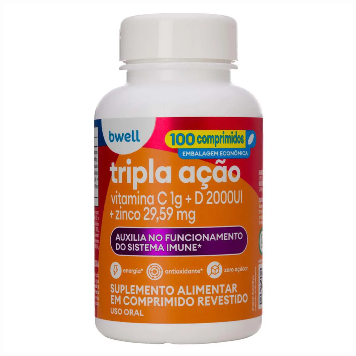 Vitamina C bwell Tripla Ação 100 comprimidos