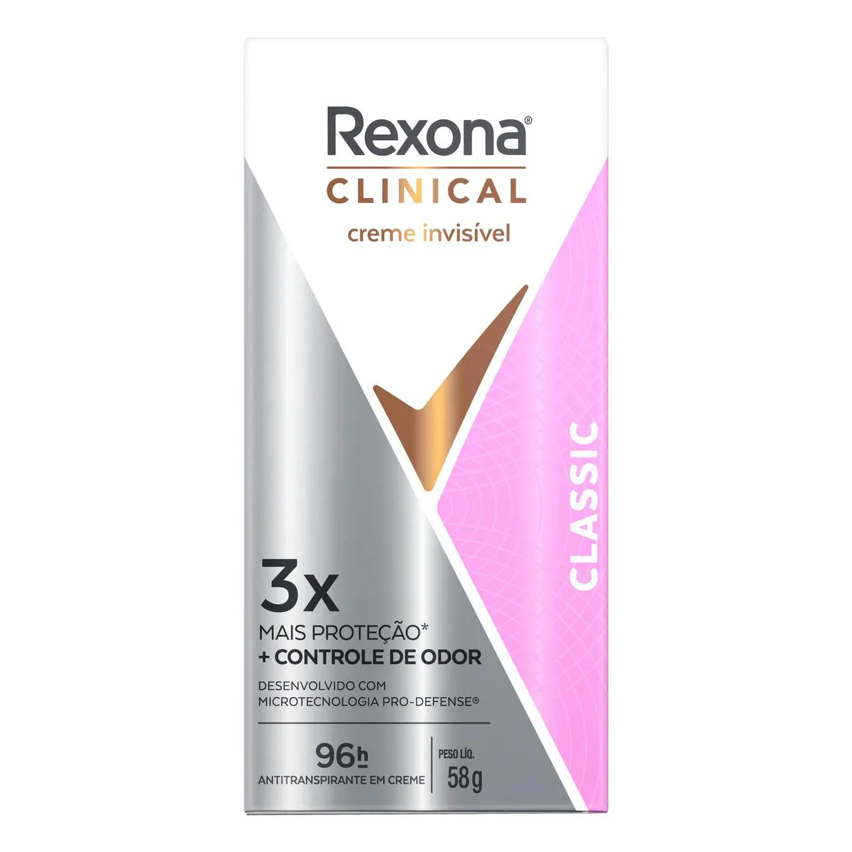 Desodorante Antitranspirante Stick Creme Rexona Clinical Classic Feminino 96h 58g