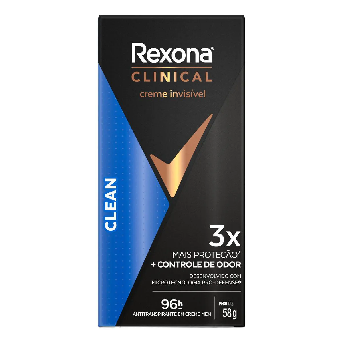 Desodorante Antitranspirante Stick Creme Rexona Men Clinical Clean Masculino 96h 58g
