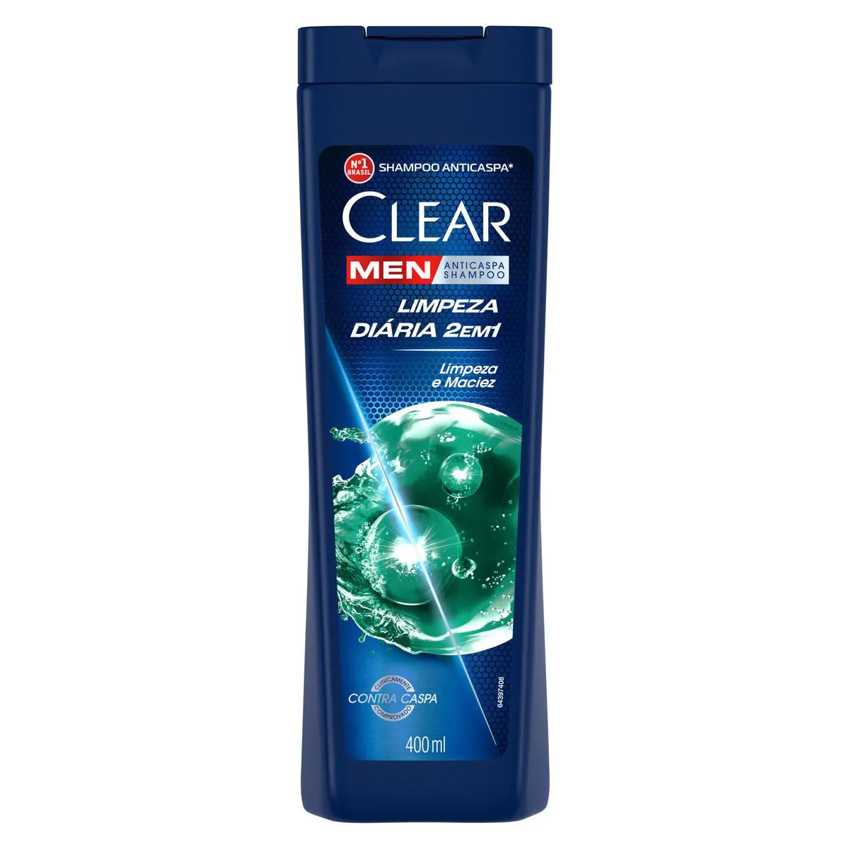 Shampoo Anticaspa Clear Men Limpeza Diária 2 em 1 400ml