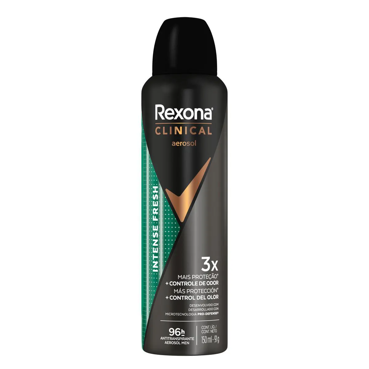 Desodorante Antitranspirante Aerosol Rexona Clinical Intense Fresh Masculino 96h 150ml