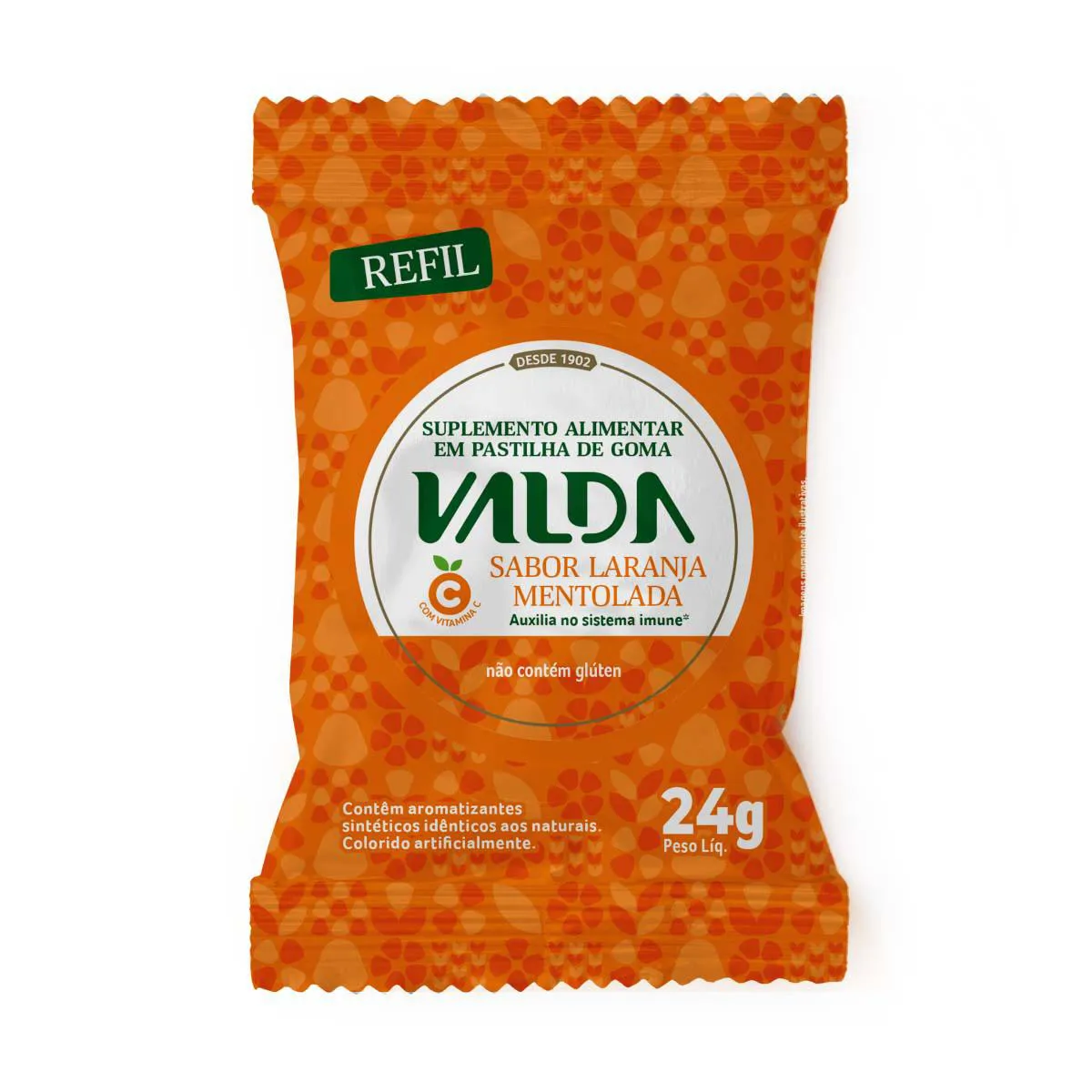 Pastilhas Valda C Balas de Gelatina Laranja Mentolada 24g