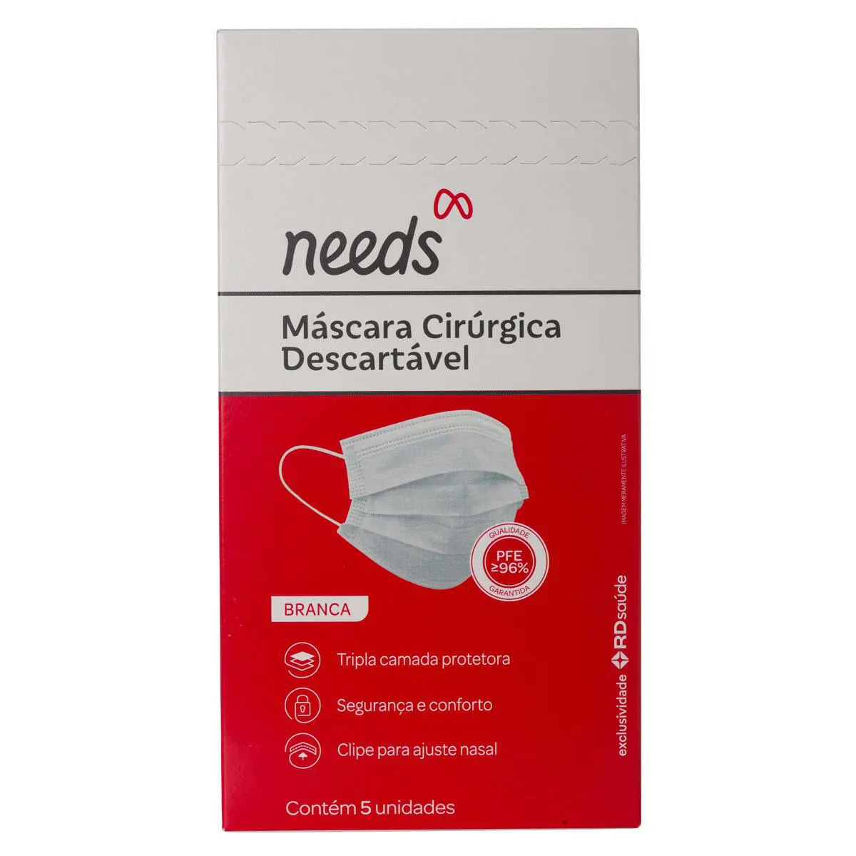 Máscara Descartável Needs Tripla Camada 5 unidades 