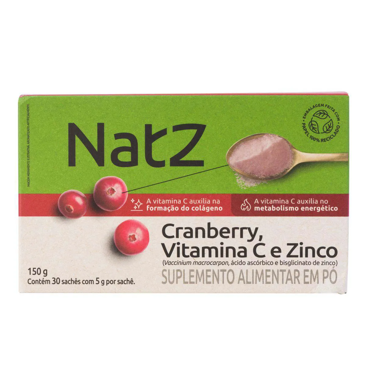 Cranberry + Vitamina C e Zinco Natz 30 Sachês