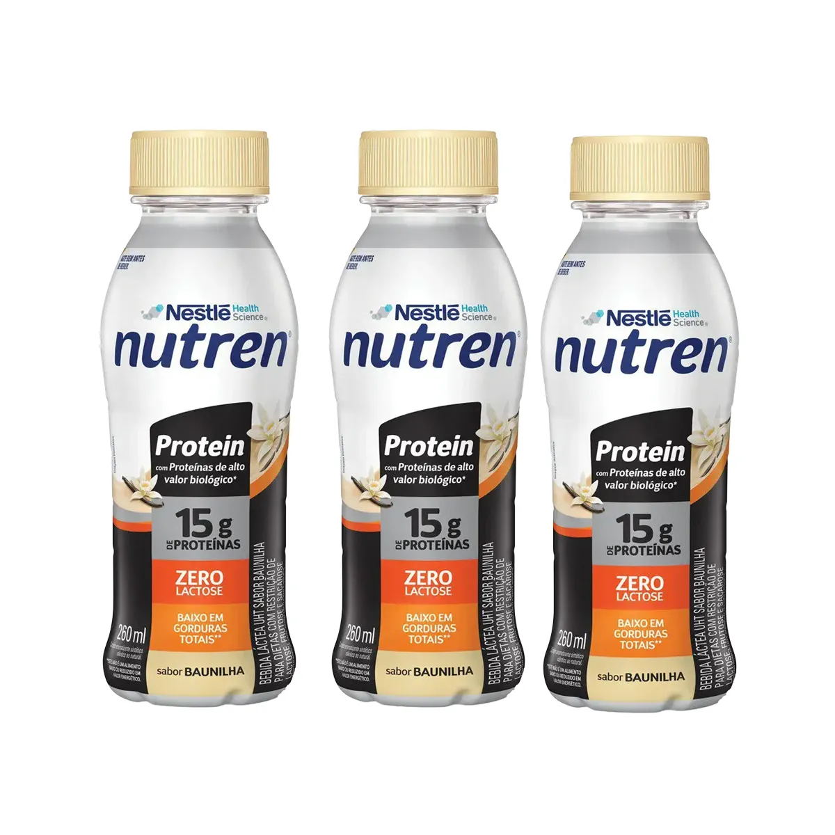 Kit Bebida Láctea Nutren Protein 15g Baunilha 260ml 3 unidades