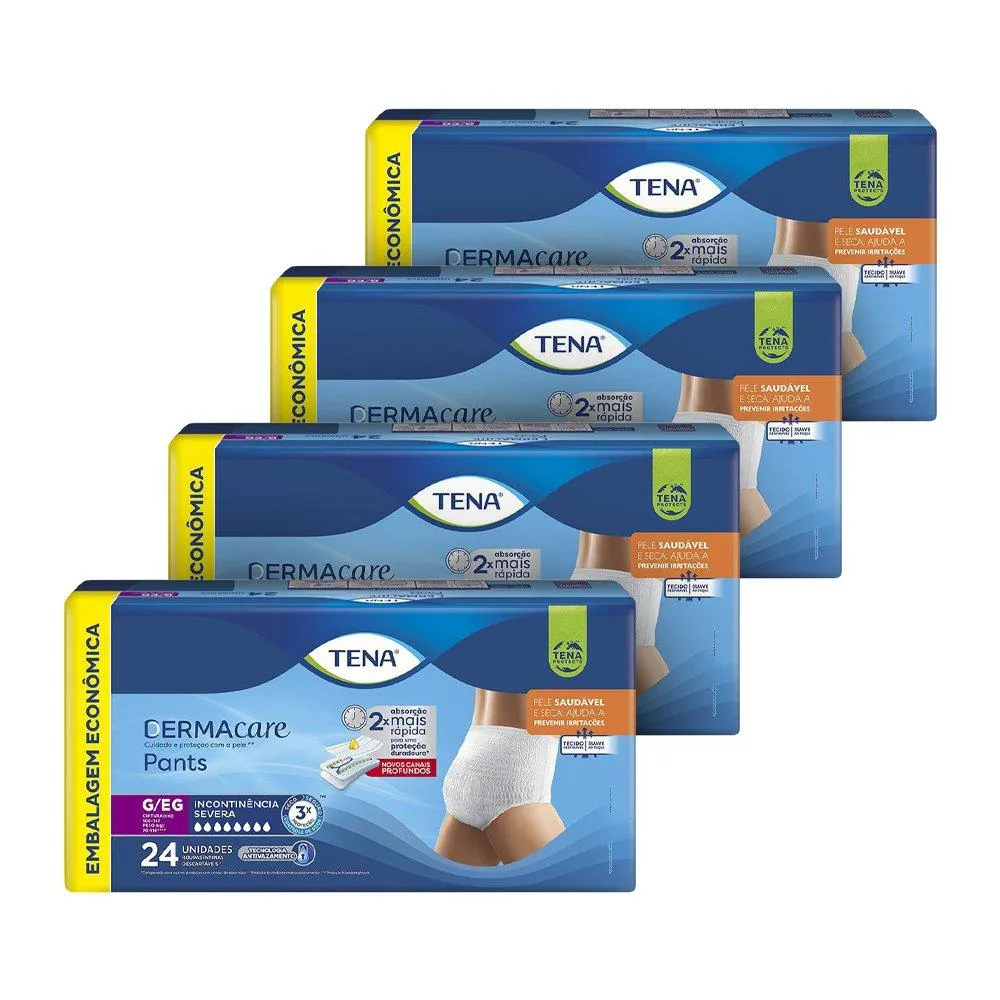 Fralda Descartavel Adulto Tena Pants Dermacare Tamanho G/Xg - 4 Pacotes ...