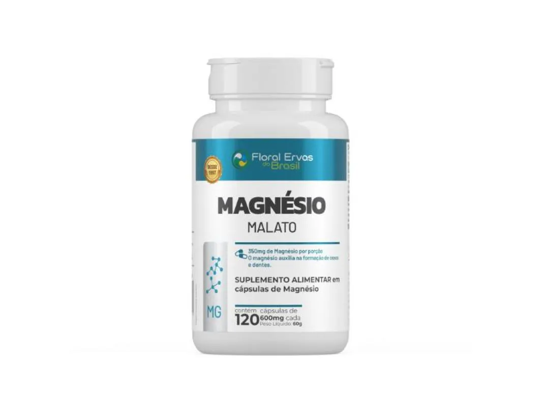 Kit com 3X Magnesio Malato 600Mg 120 Capsulas - Floral Ervas