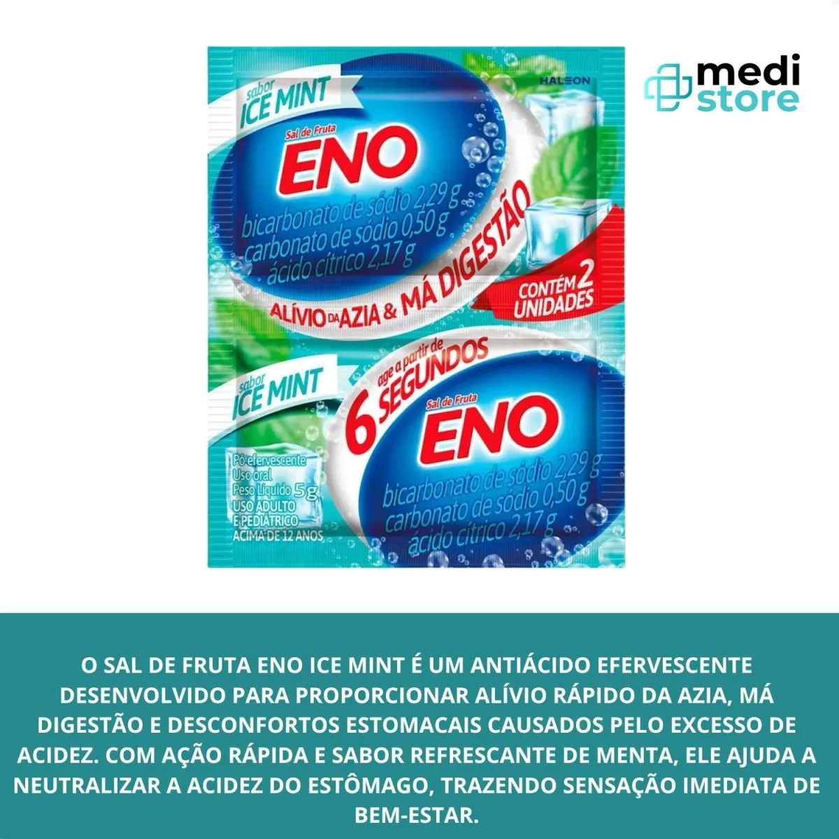 Kit 20 Envelopes Sal de Fruta Ice Mint 5G Eno Alivio Azia 1472139