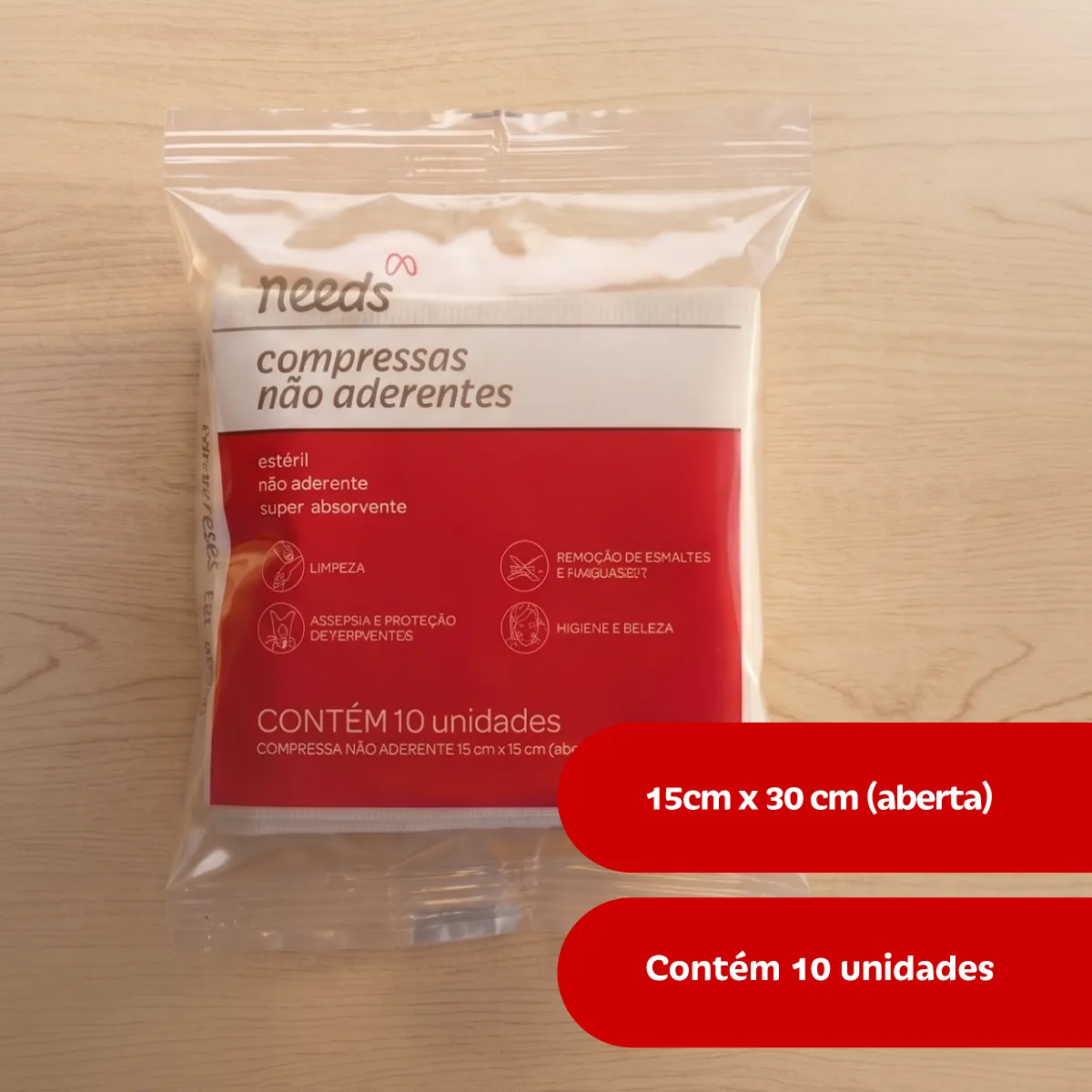 Compressa de Gaze Needs não Aderente 10 unidades | Droga Raia