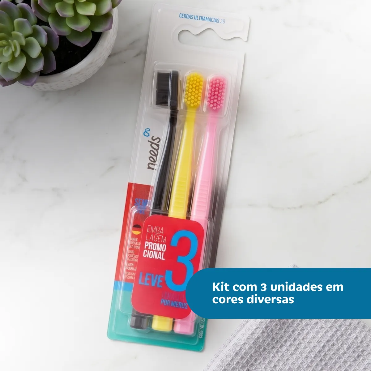 Escova de Dente Needs Sensitive 6240 com 3 Unidades | Droga Raia