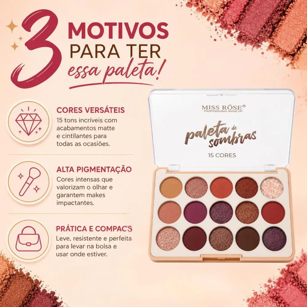 Paleta de Sombras Miss Rose 15 Cores 02 Bx7001-054M 1477508 | Drogasil