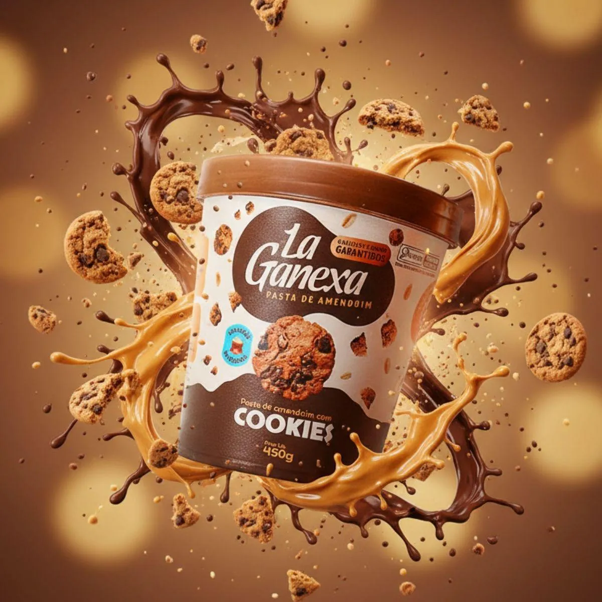 Pasta de Amendoim Gourmet com Whey Protein 450G La Ganexa Cookies