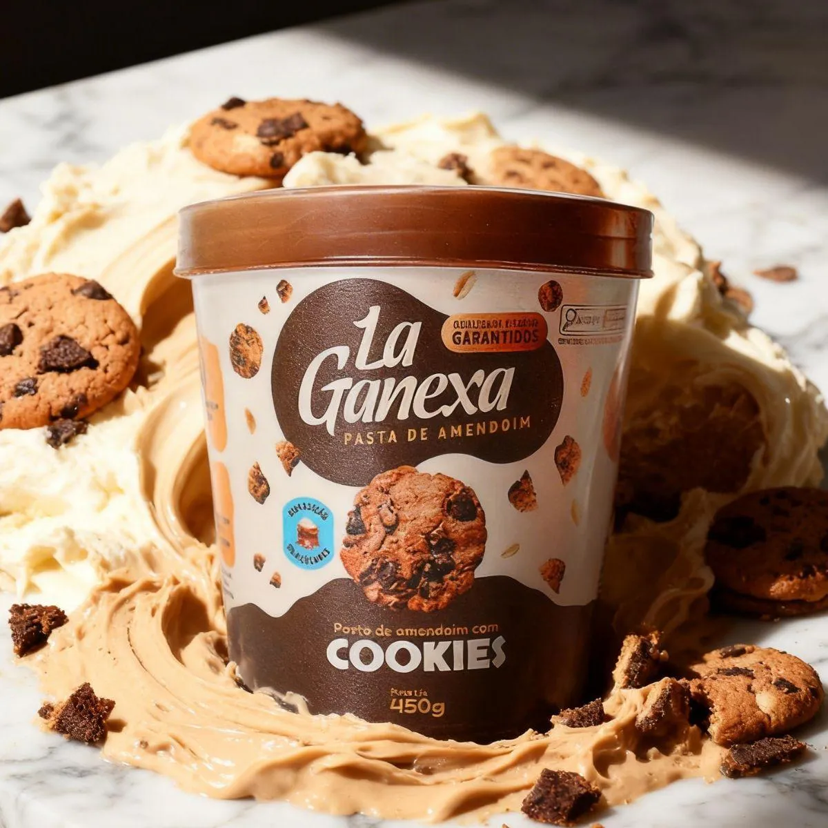 Pasta de Amendoim Gourmet com Whey Protein 450G La Ganexa Cookies