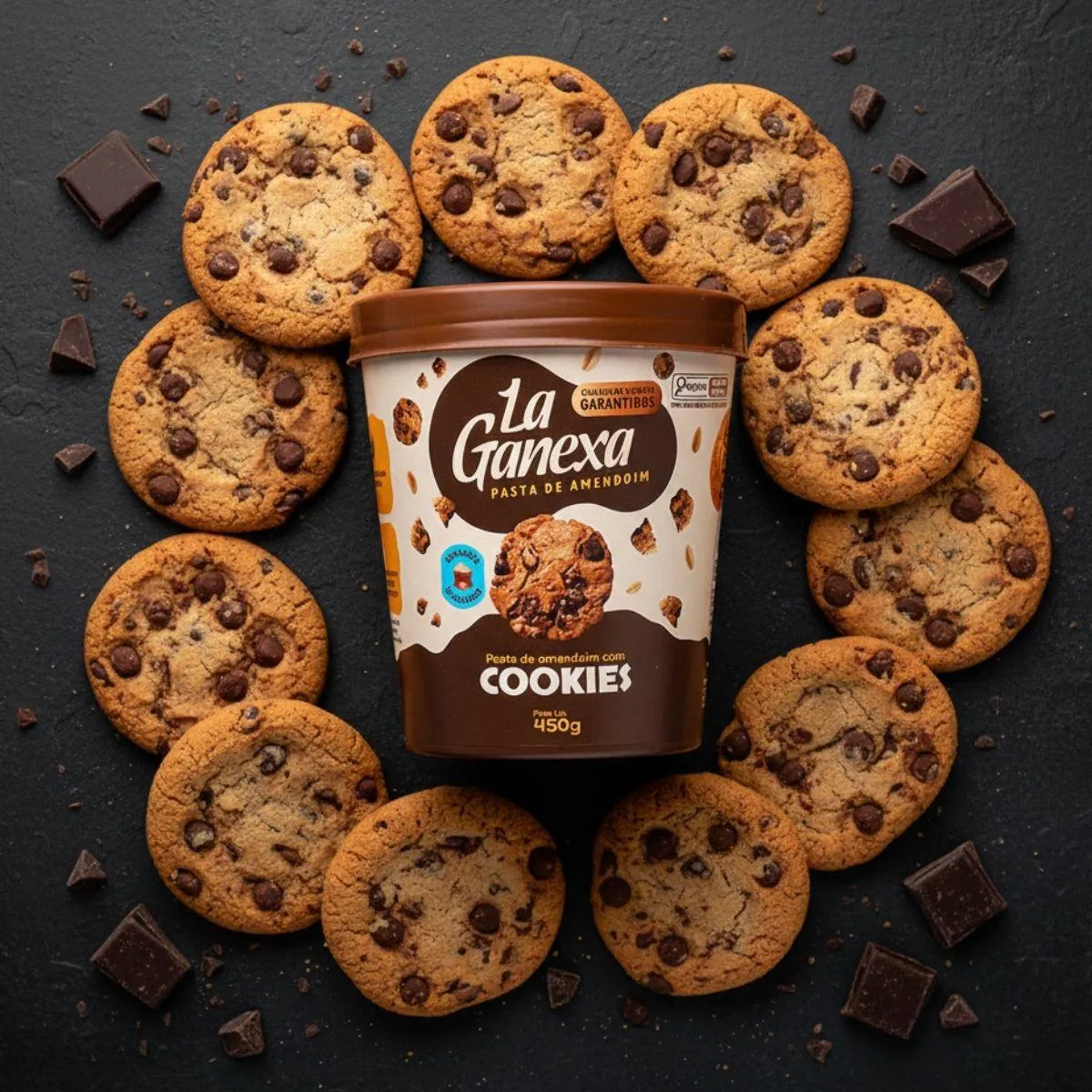 Pasta de Amendoim Gourmet com Whey Protein 450G La Ganexa Cookies