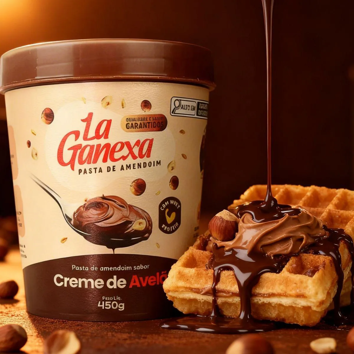 Pasta de Amendoim Gourmet com Whey Protein 450G La Ganexa Creme DE