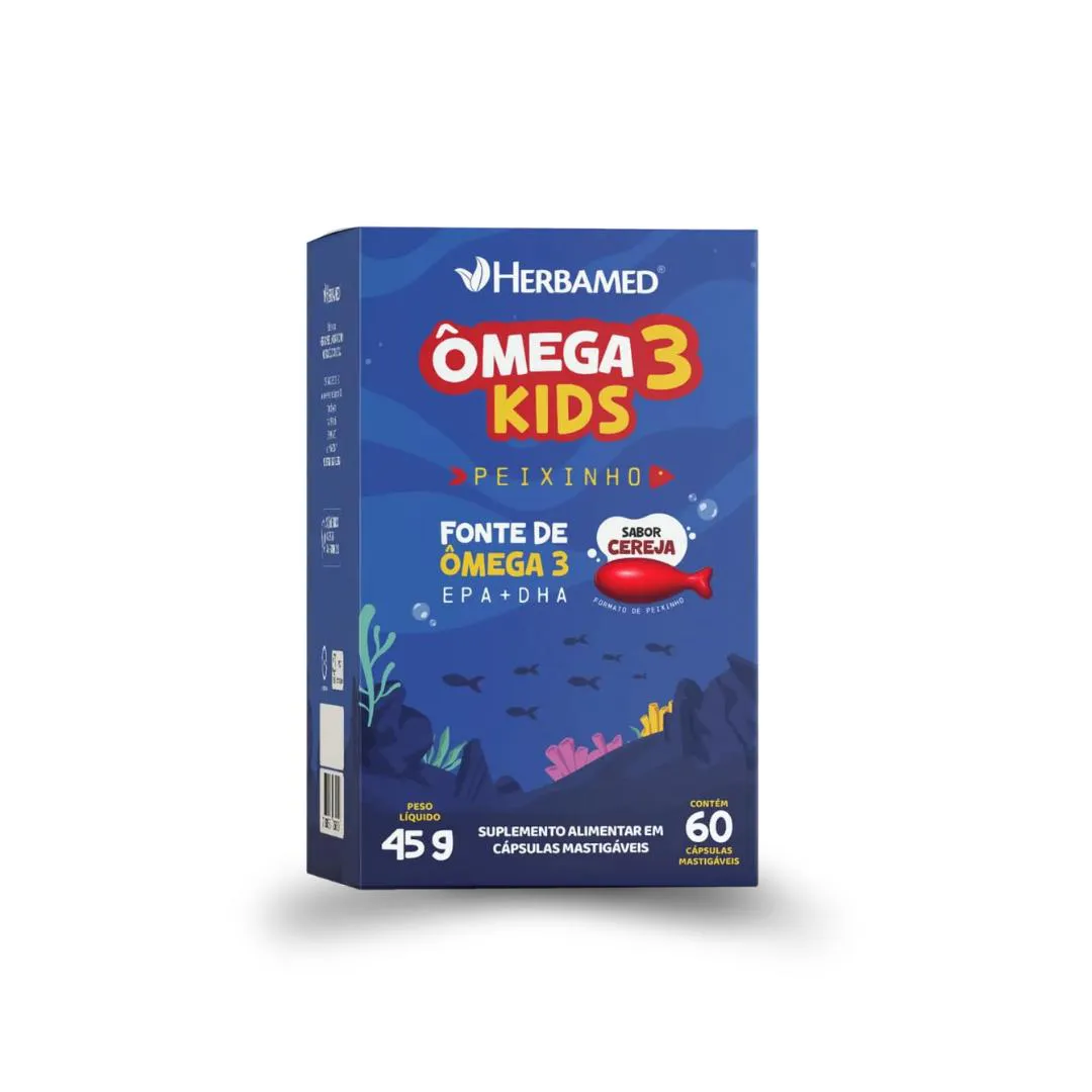 Omega 3 Kids Peixinho Cereja 60 Capsulas Herbamed 1480444 | Droga Raia