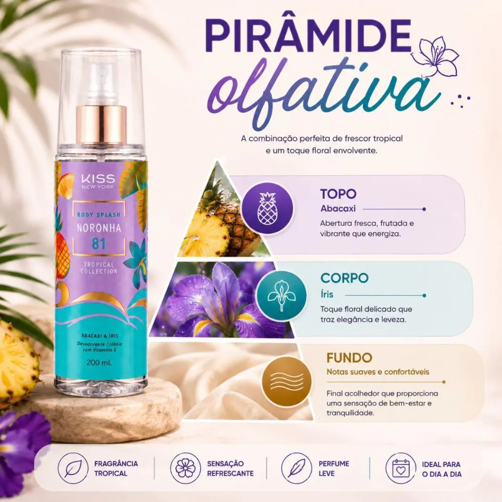 Body Splash Kiss Ny Tropical Collection Noronha 81 Abacaxi & Iris