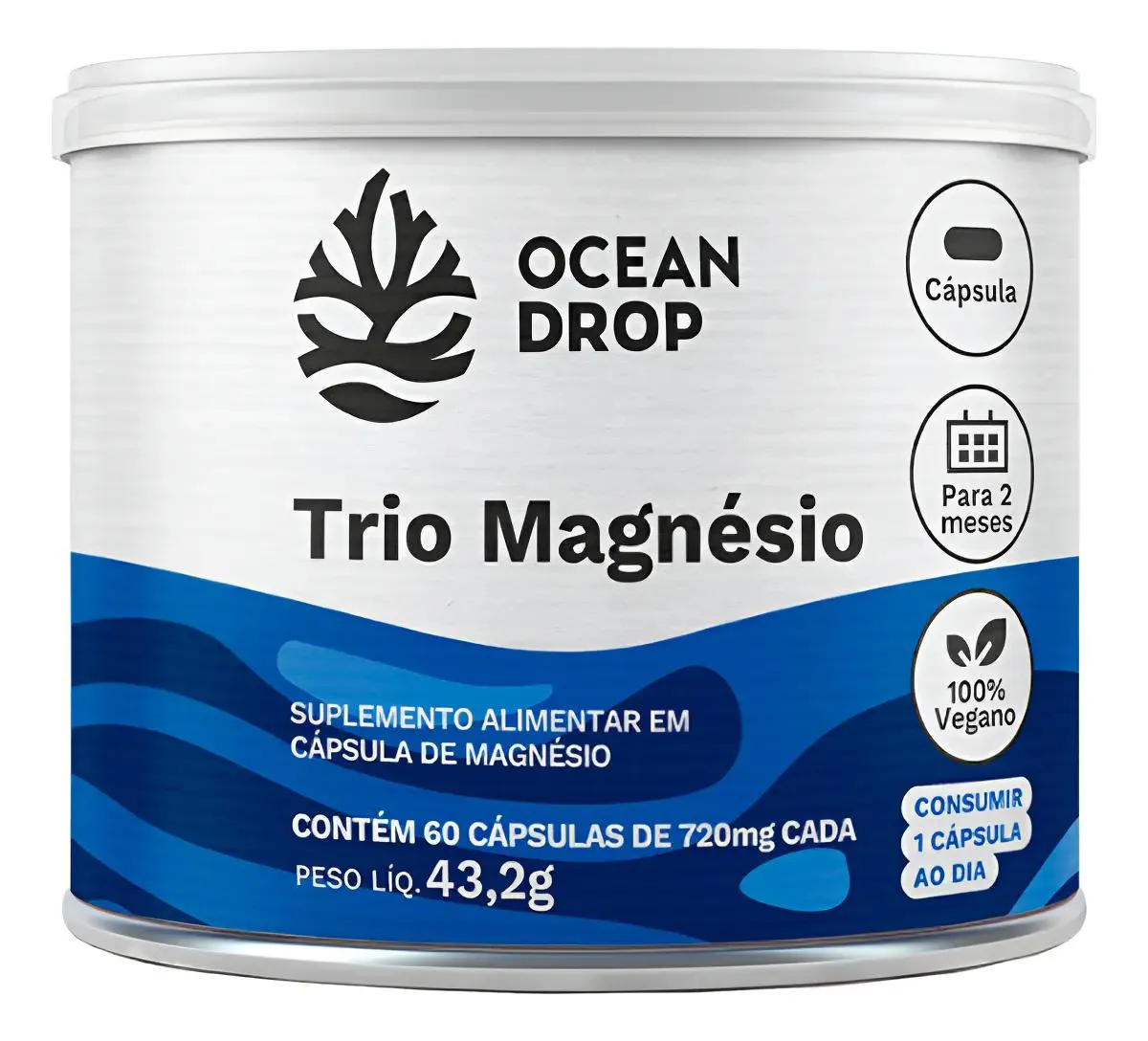 Trio Magnesio Alta Absorcao Bisglicinato Dimalato Ocean Drop 1482692 ...