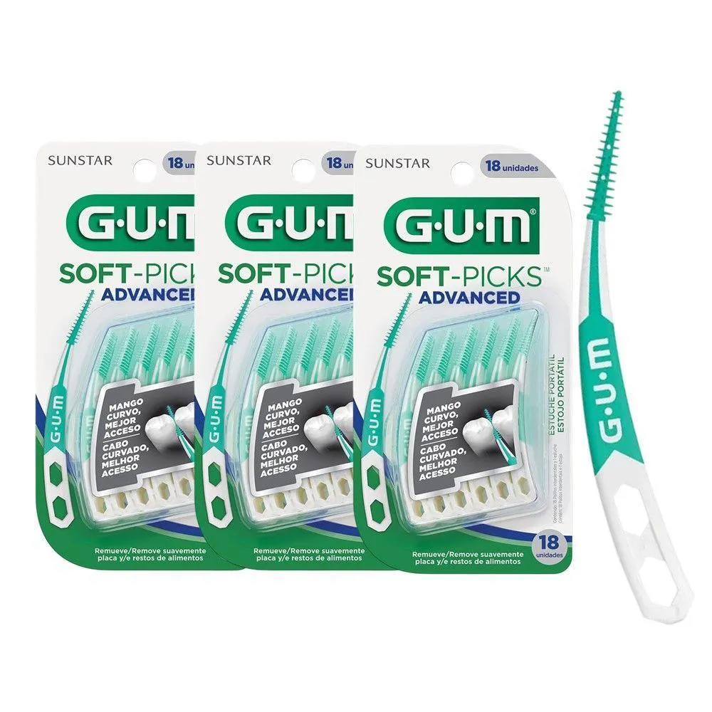 Kit Palito Interdental Gum Soft Picks Advanced Verde com Estojo