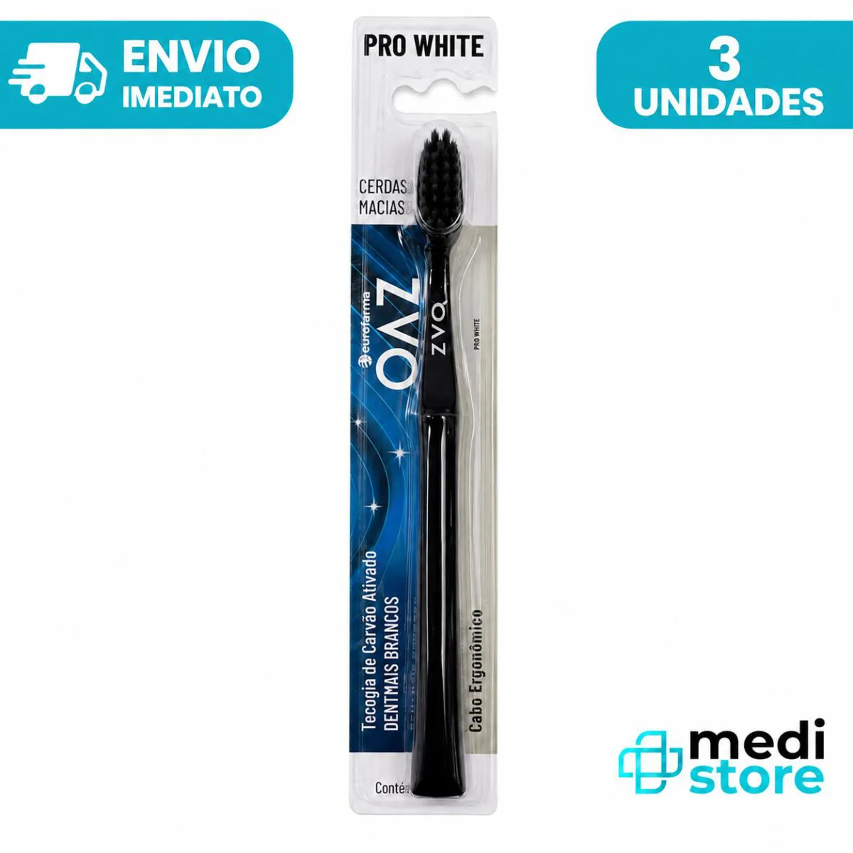 Escova de Dentes Cerdas Macias Pro White Oaz 3 Unidade 1483020