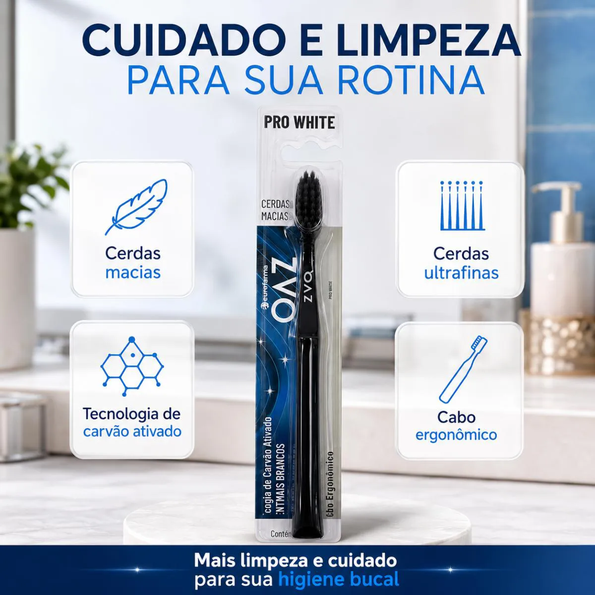 Escova de Dentes Cerdas Macias Pro White Oaz 3 Unidade 1483020