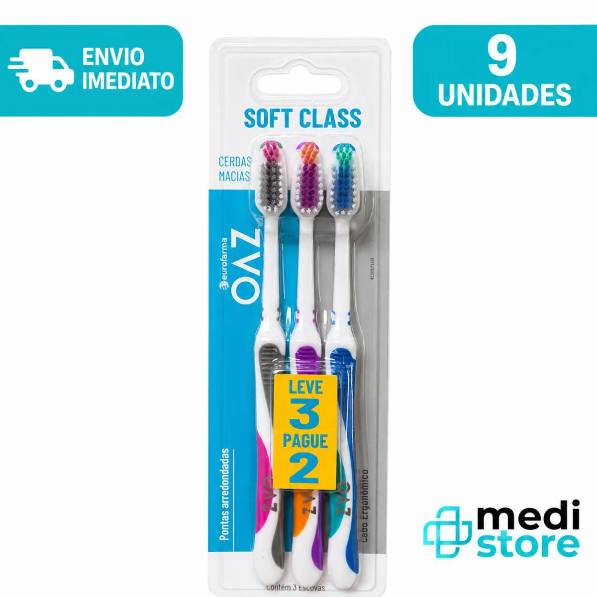 Kit com 9 Escovas de Dente Pelos Macios Soft Class Oaz Full
