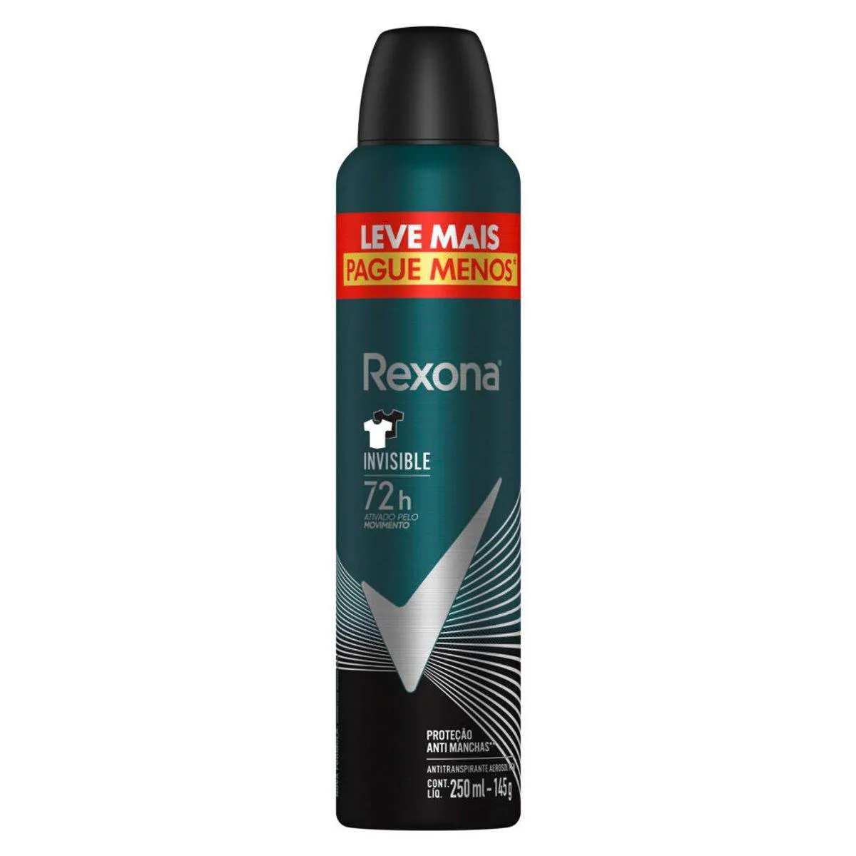 Desodorante Antitranspirante Aerosol Rexona Men Invisible 72h 250ml
